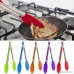Amrka Silicone Cooking Food Serving BBQ Tongs Stainless Steel Handle Utensil (Orange) - B06ZYB3PF5